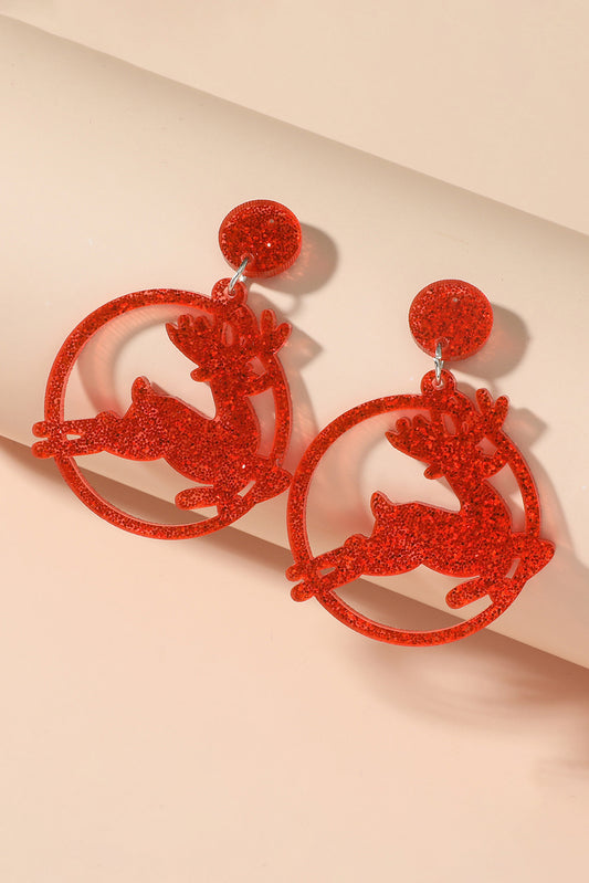 Red Christmas Tree Acrylic Stud Earrings
