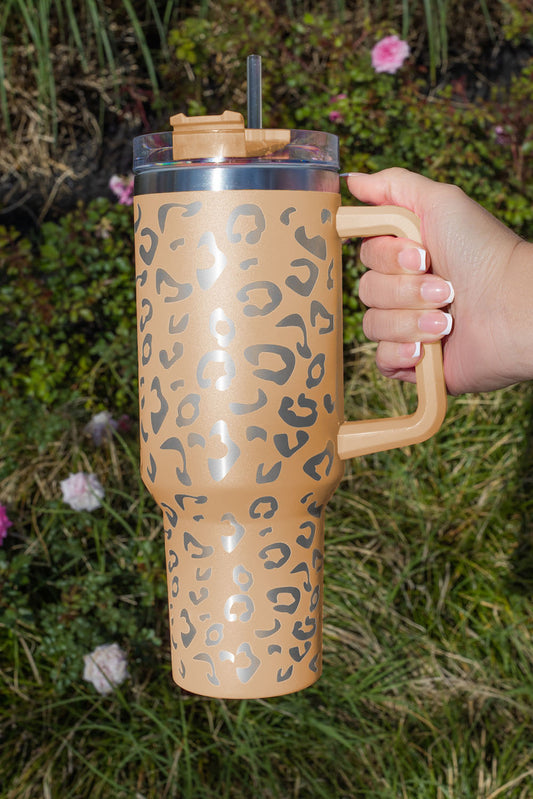 Apricot Leopard Spotted 304 Stainless Double Insulated Cup 40oz