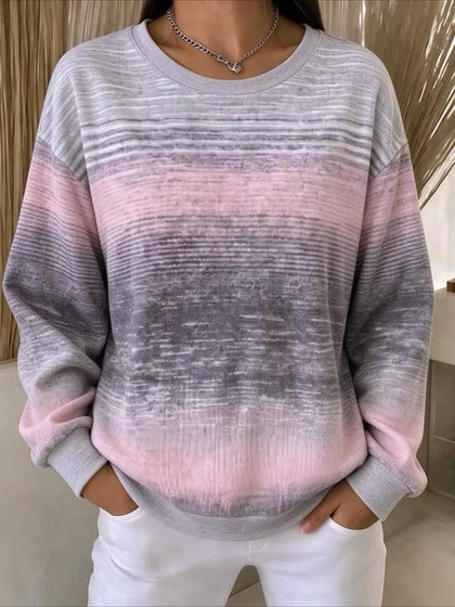 Regular Fit Crew Neck Abstract Casual Sweatshirt