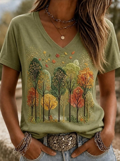 100% Cotton V Neck Vintage Regular Print Fit T-Shirt