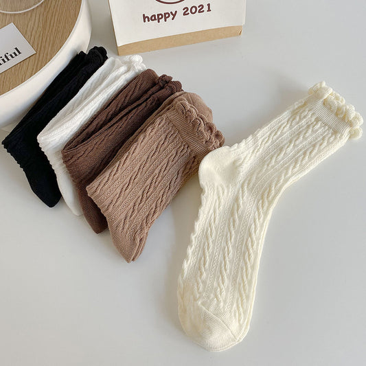 Women's Twist Texture Mid Tube Socks