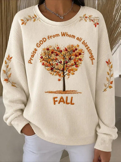 Fall Printed Crew Neck Long Sleeve Sweater Hoodie