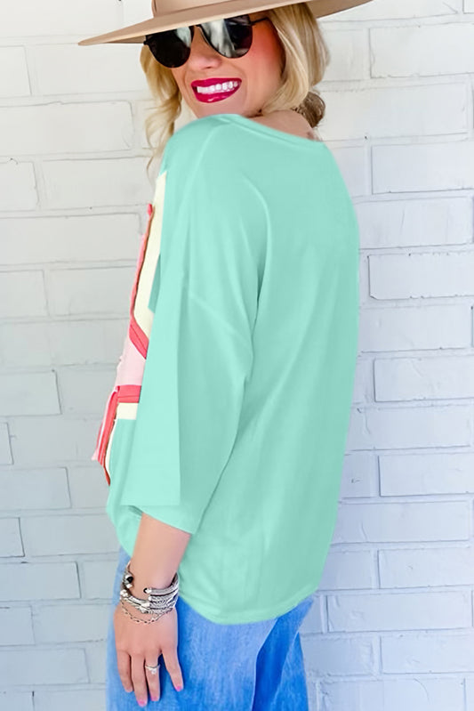 Moonlight Jade Colorblock Star Patch Plus Size Tunic