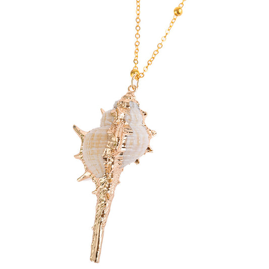 Gold-rimmed Sea-style Conch Necklace