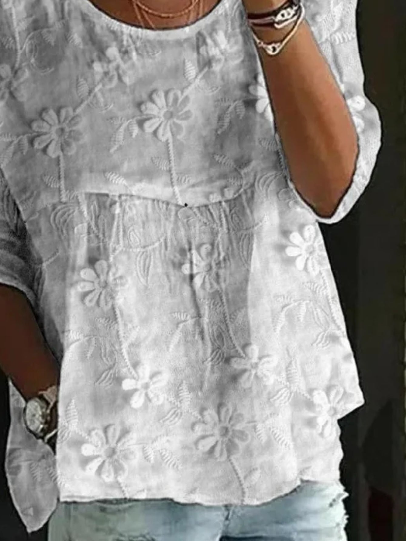 Floral Half Sleeve Shirt Summer Printing Crew Neck Daily Casual Top