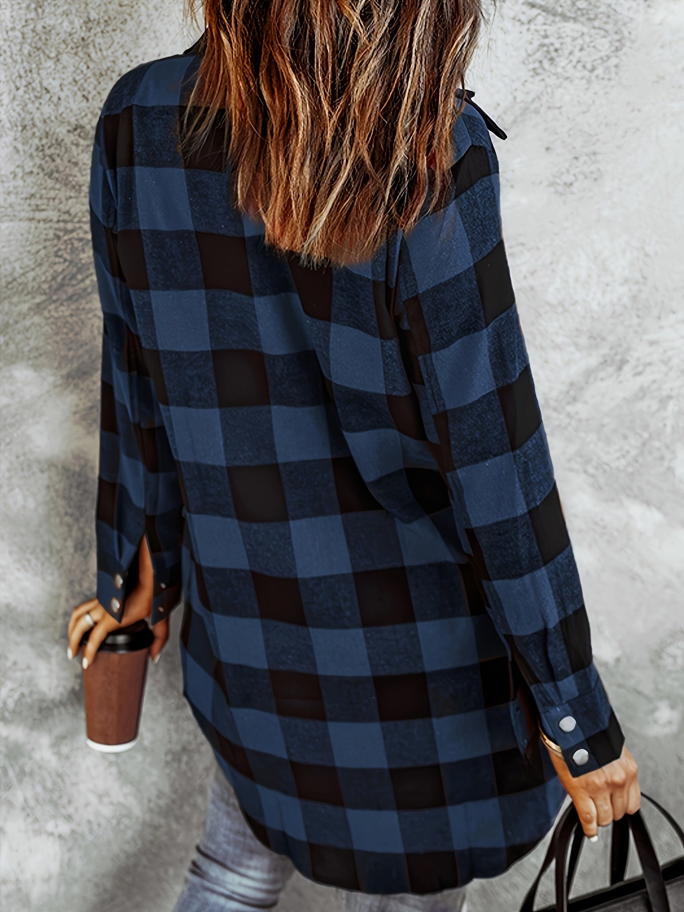 Stylish Plaid Long Sleeve Button Front Blouse - Women's Casual Shirt - Soft, Breathable, Relaxed Fit