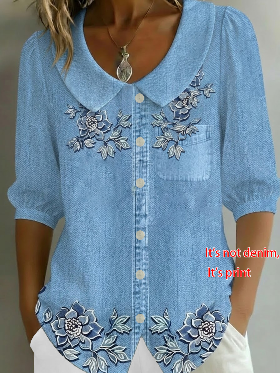 Crew Neck Short Sleeve Patterns Regular Loose Shirt
