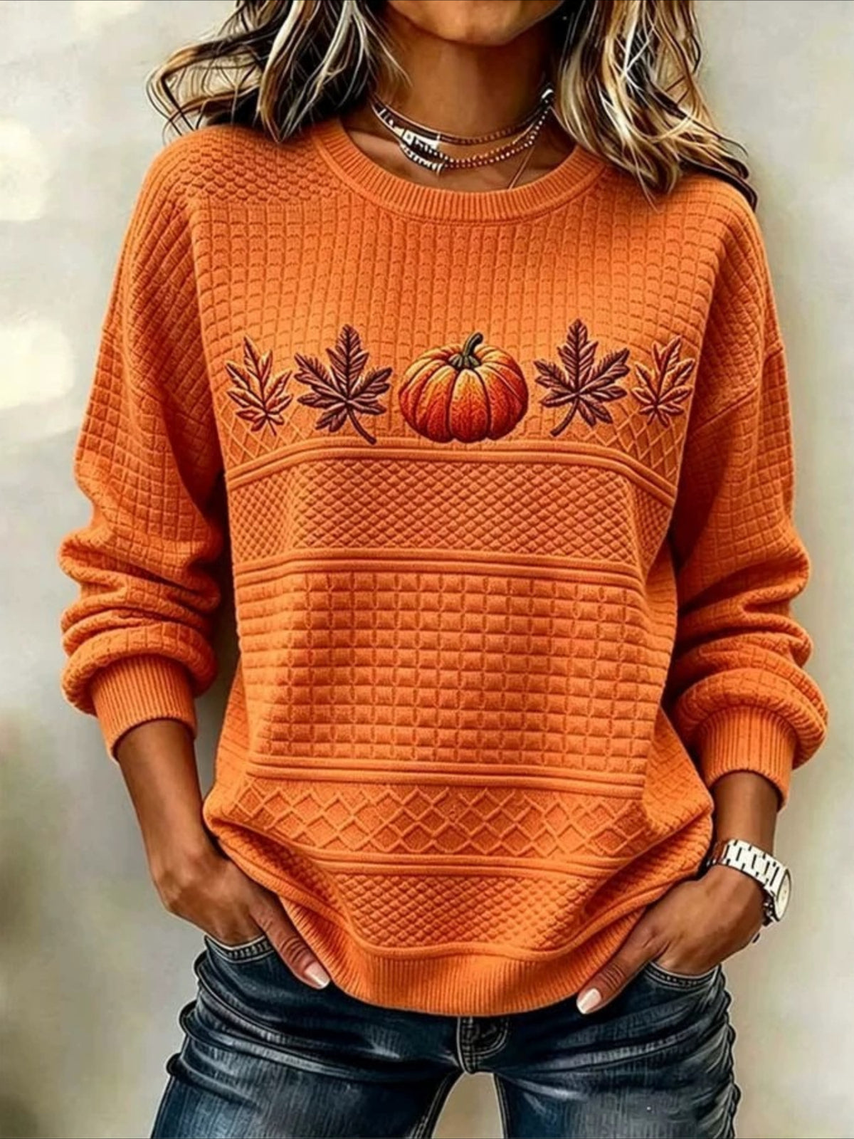 Crew Neck Long Sleeve Floral Print Sweatshirts