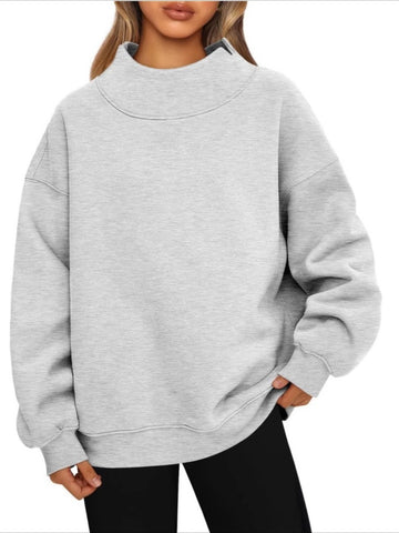Oversized Mock Neck Drop Shoulder Sweatshirt