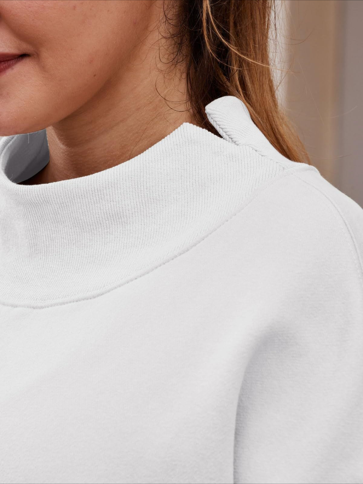 Oversized Mock Neck Drop Shoulder Sweatshirt