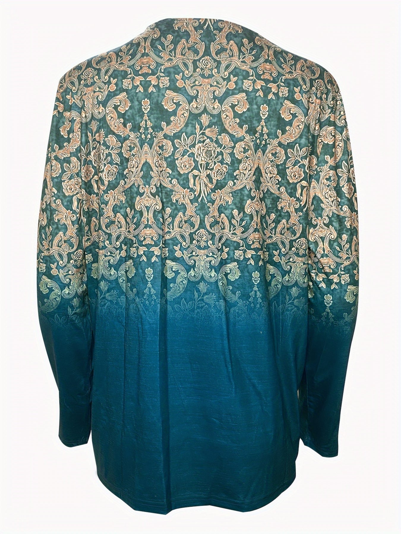 Floral Print Pullover Sweatshirt, Casual Long Sleeve V-neck Sweatshirt