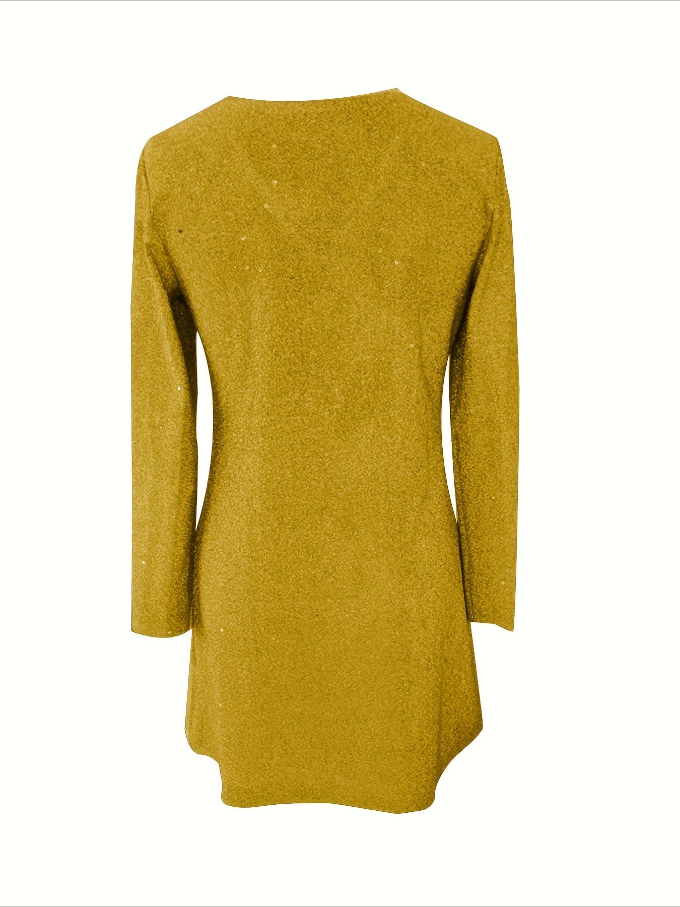 Elegant V-Neck Long Sleeve Sequin Midi Dress