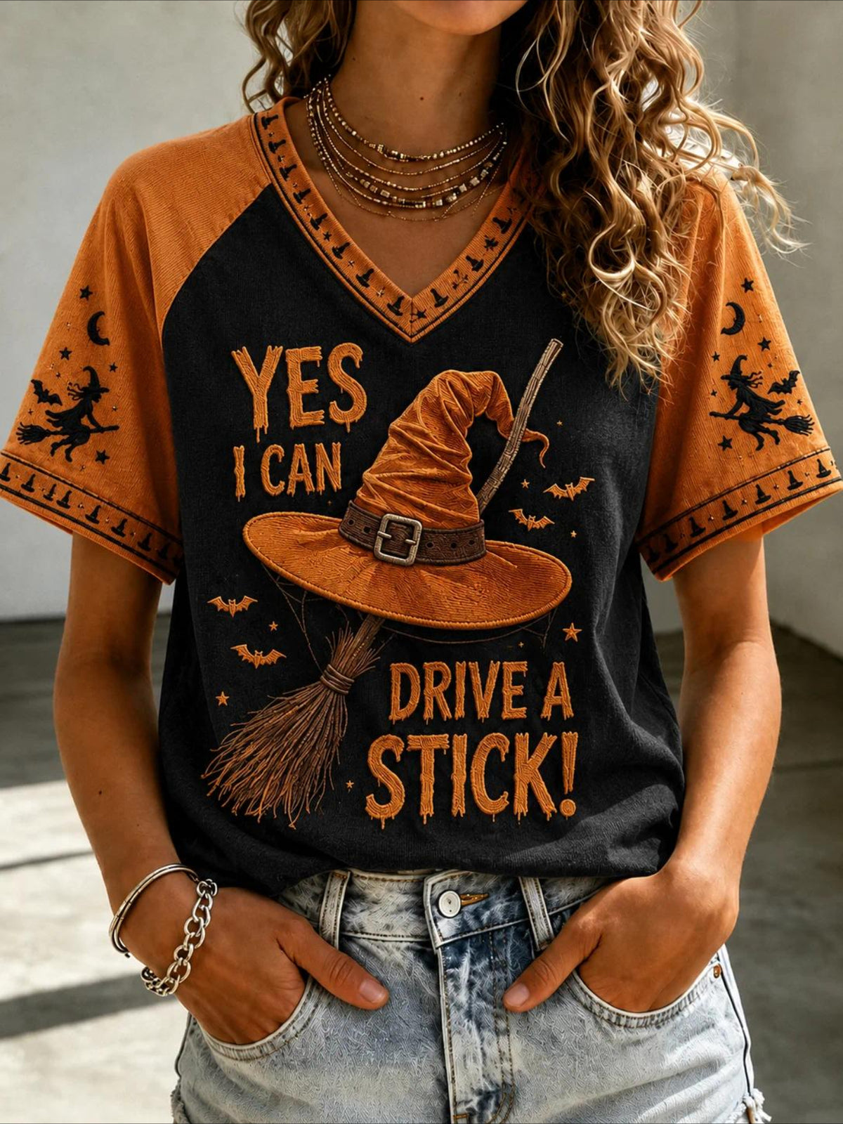 100% Cotton V Neck Vintage Regular Print Fit T-Shirt