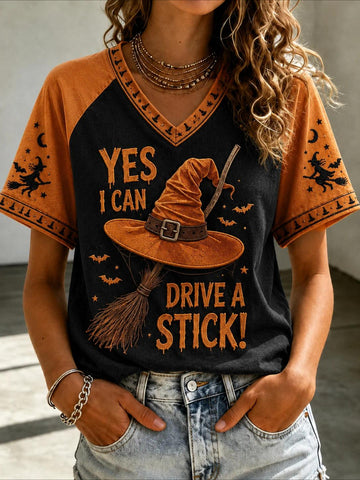 100% Cotton V Neck Vintage Regular Print Fit T-Shirt