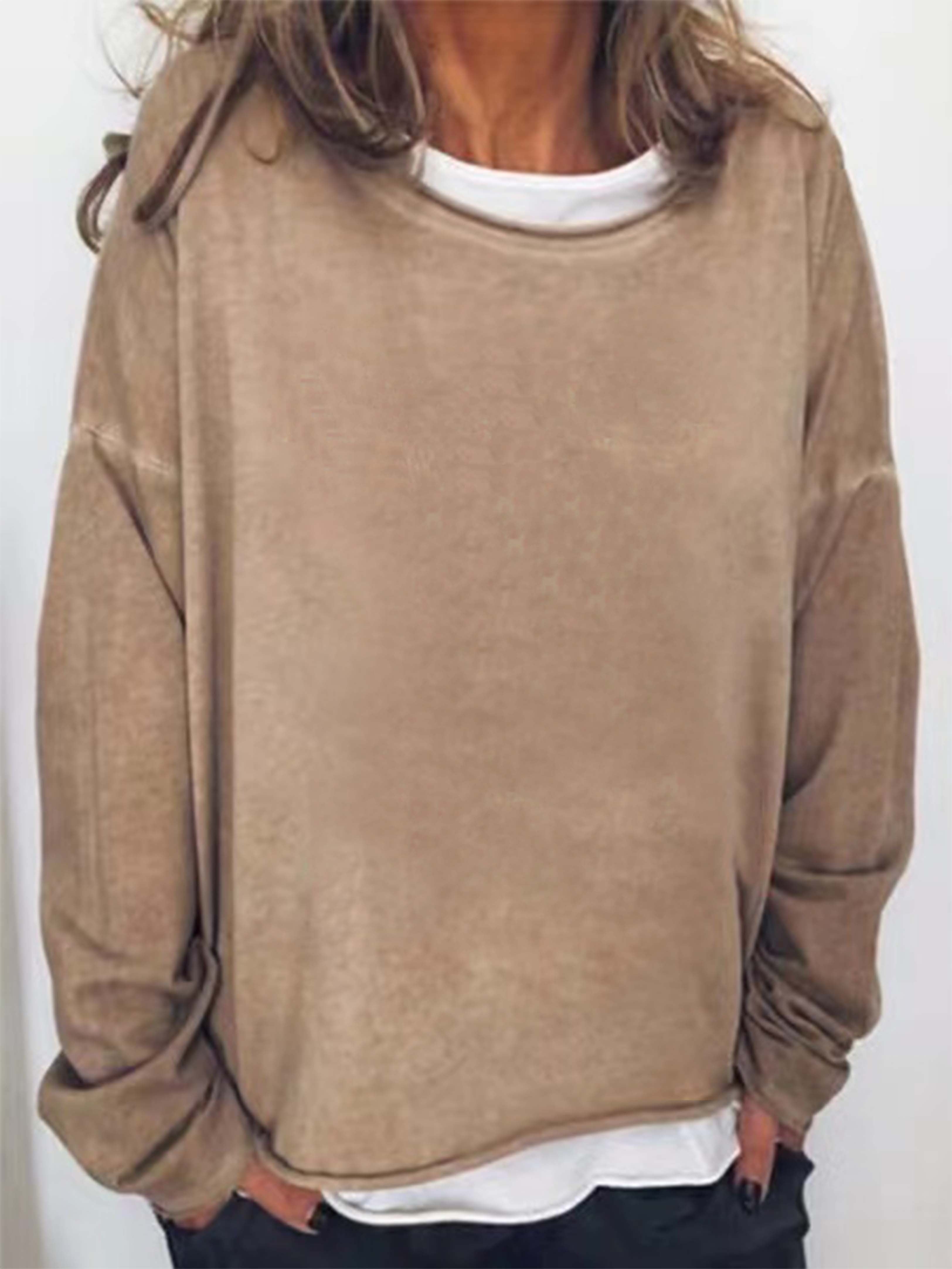 Solid Crew Neck Sweatshirt, Casual Long Sleeve Sweatshirt