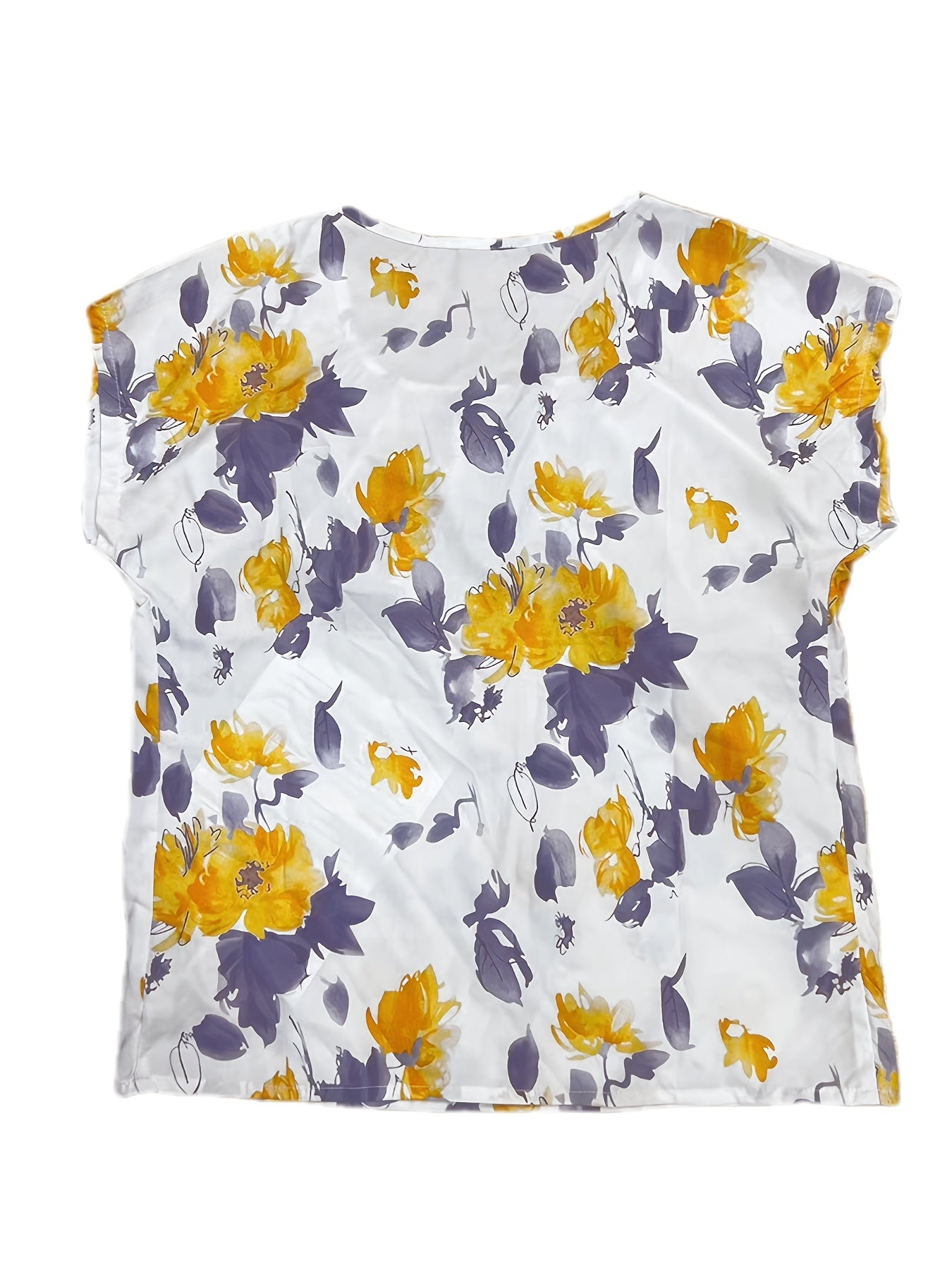 Floral Print Crew Neck T-Shirt, Casual Short Sleeve T-Shirt