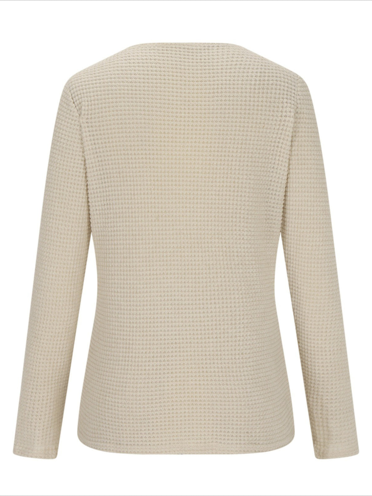 Pineapple Checked Lace Splicing Long Sleeve Solid Color T-shirt