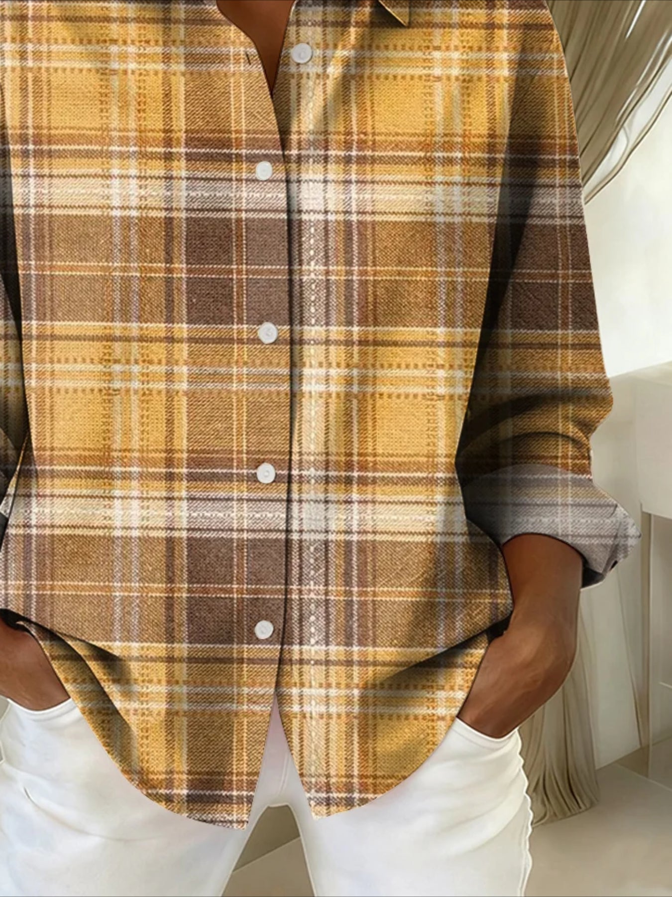 V Neck Long Sleeve Plain Regular Micro-Elasticity Shirt