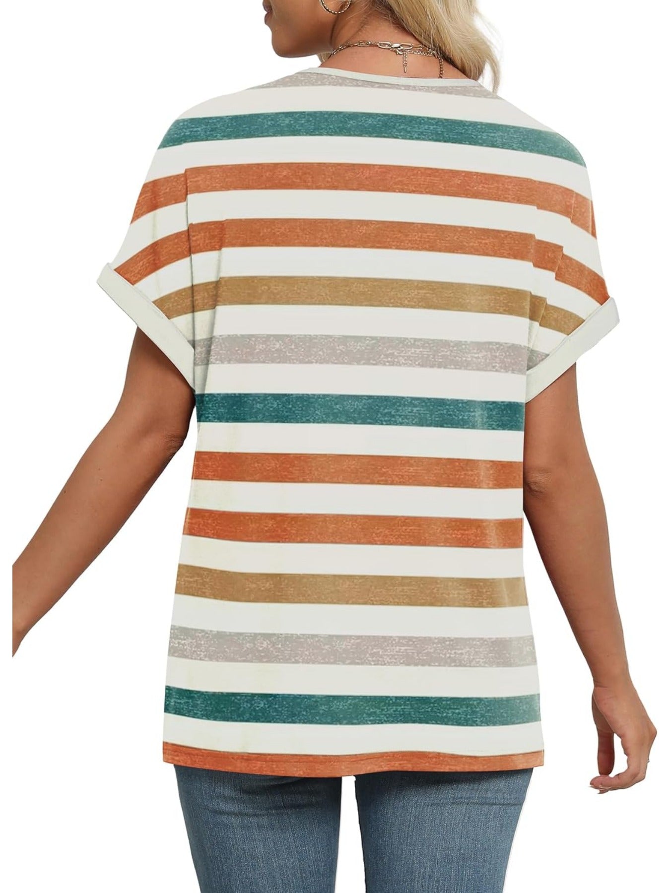 Solid Color V Neck Short Dolman Sleeve Shirts