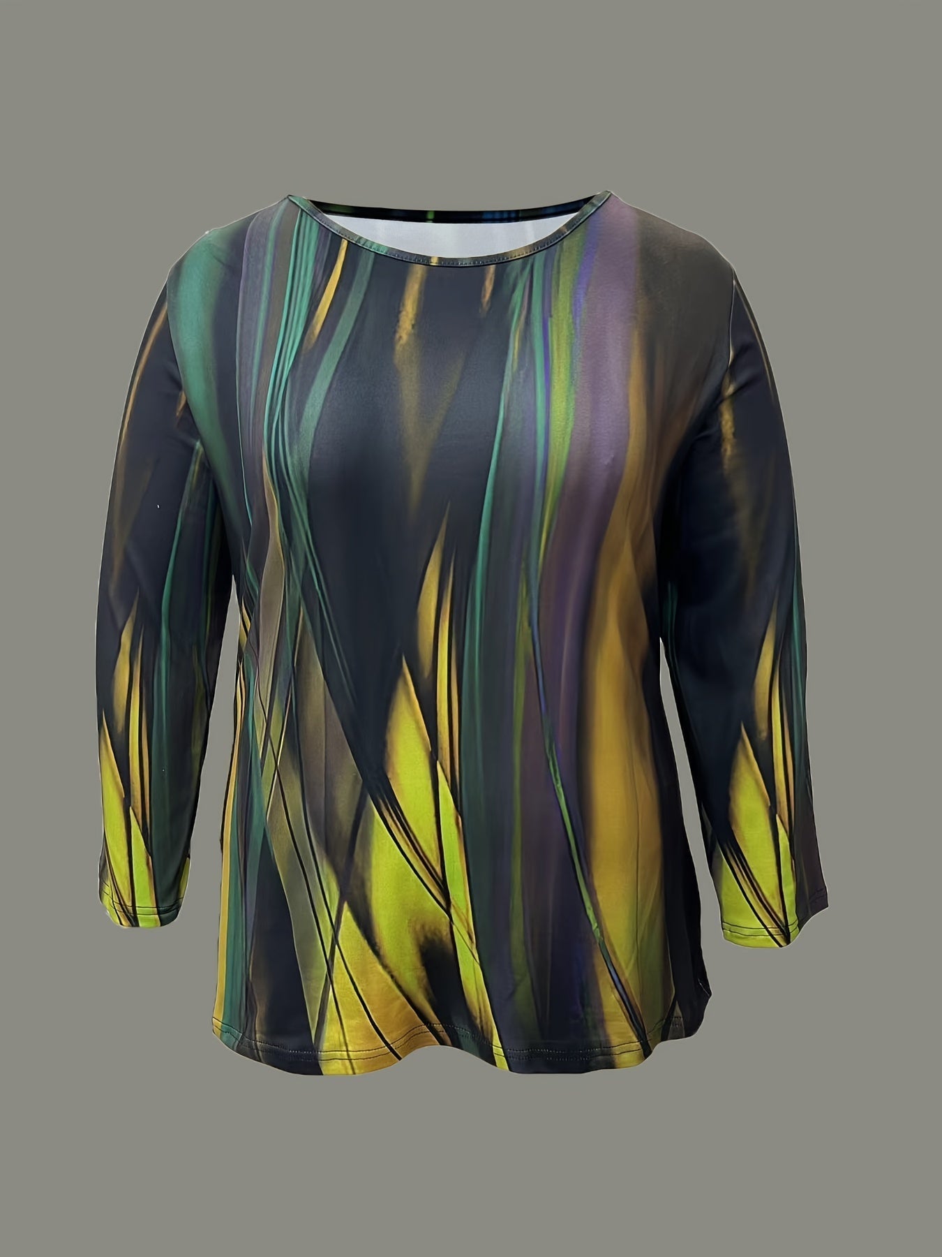 Allover Print T-Shirt, Casual Crew Neck Top