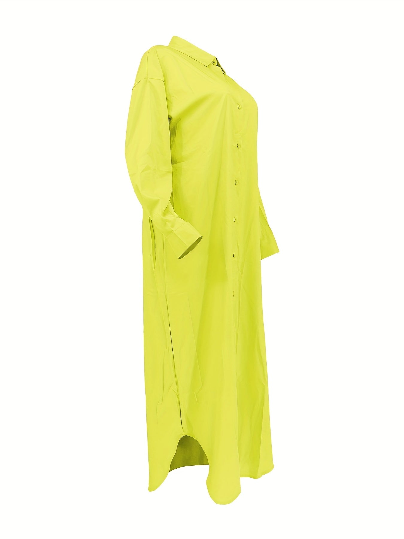 Longline Button Front Shirt, Casual Long Sleeve Shirt
