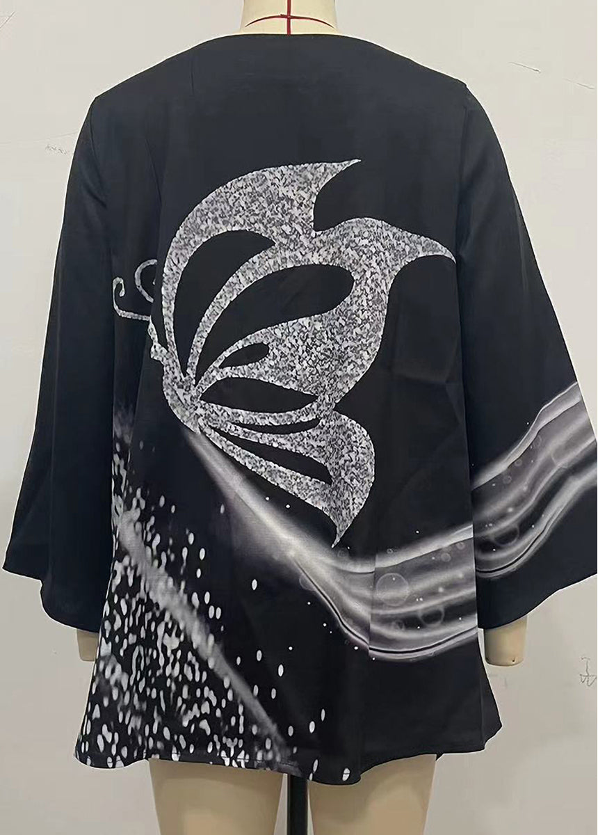 Geometric Print Long Sleeve Stitching Crewneck Shirt