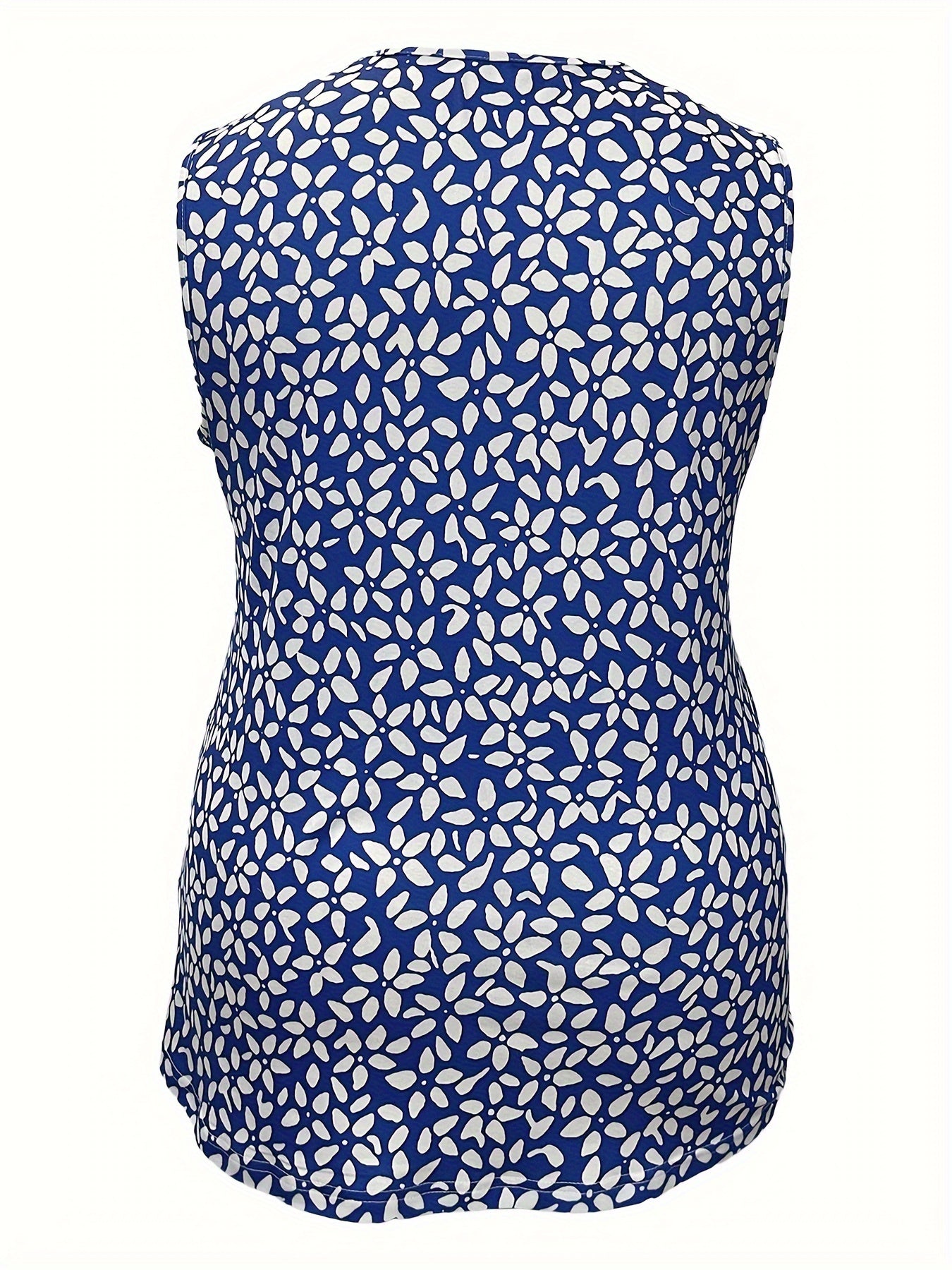 Floral Print Tank Top, Casual Sleeveless V Neck Top