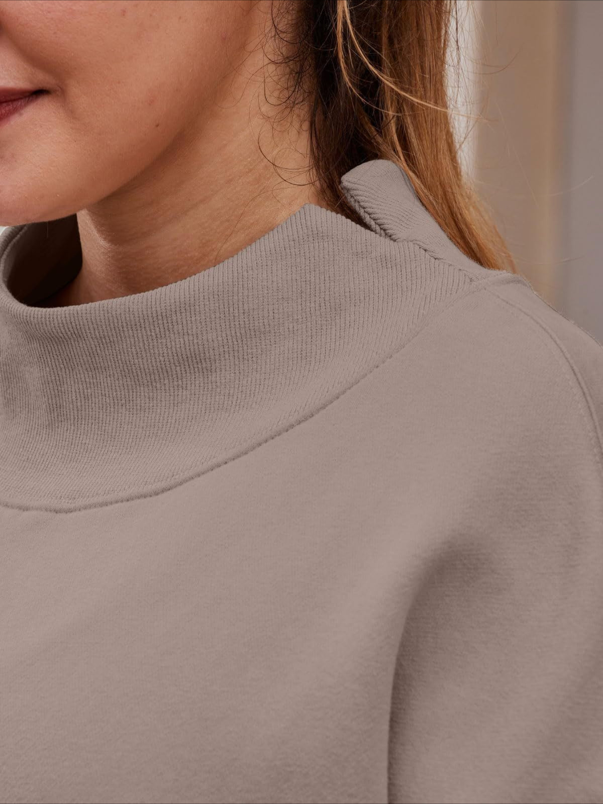 Oversized Mock Neck Drop Shoulder Sweatshirt