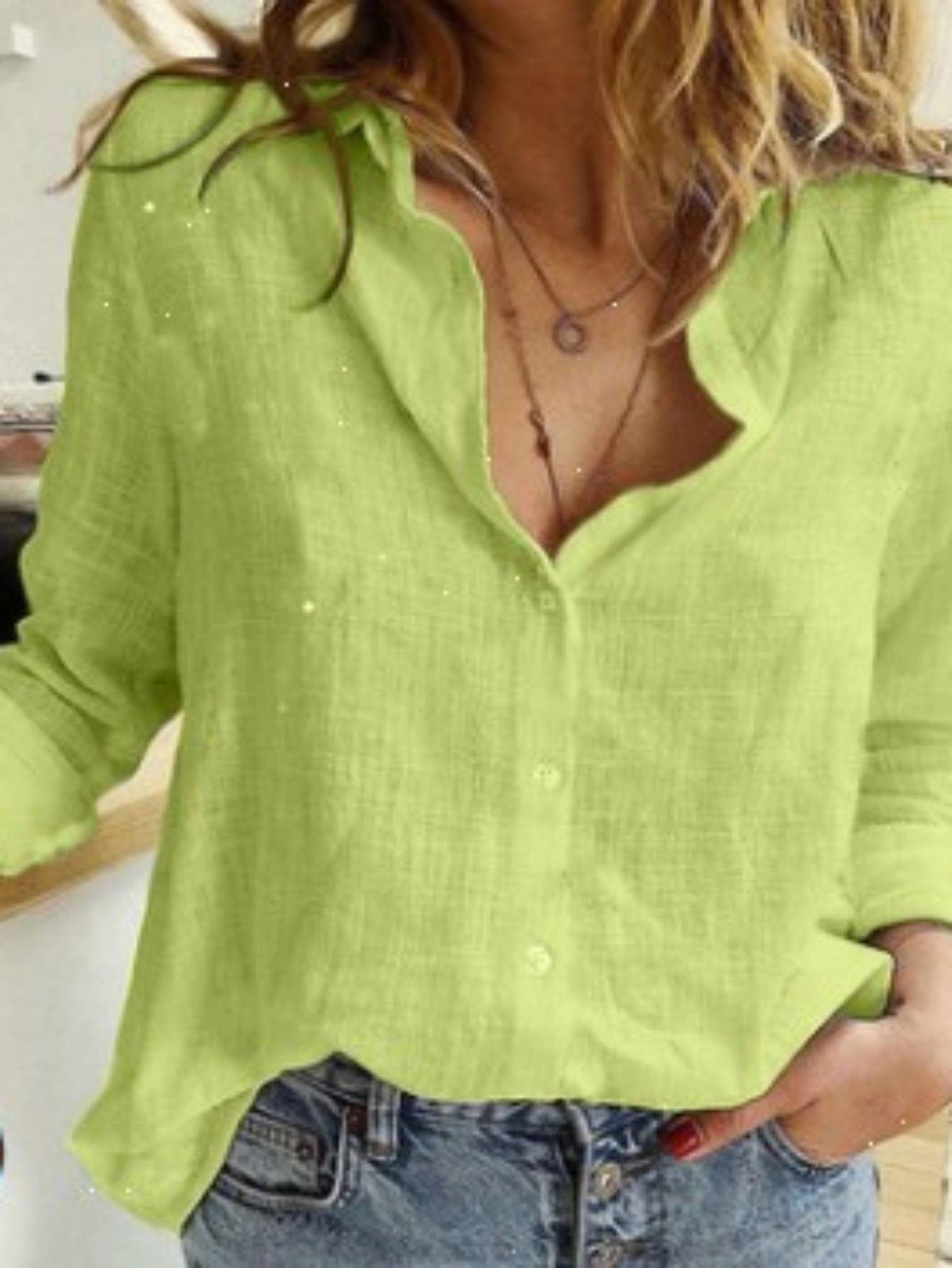 Long Sleeve Linen Shirt, Casual Button Up Shirt