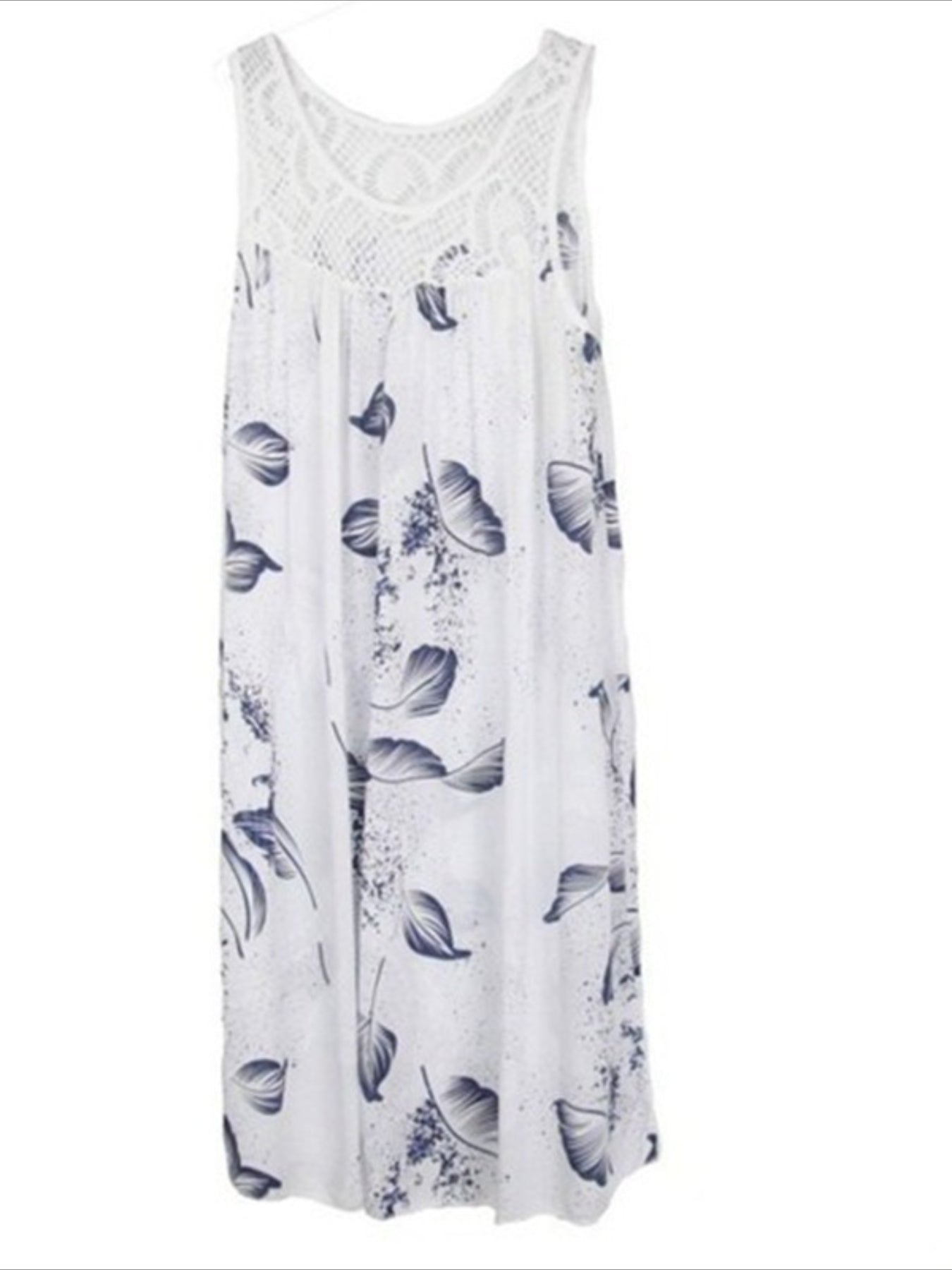 Floral Print Eyelet Embroidered Round Neck Mini Tank Dress