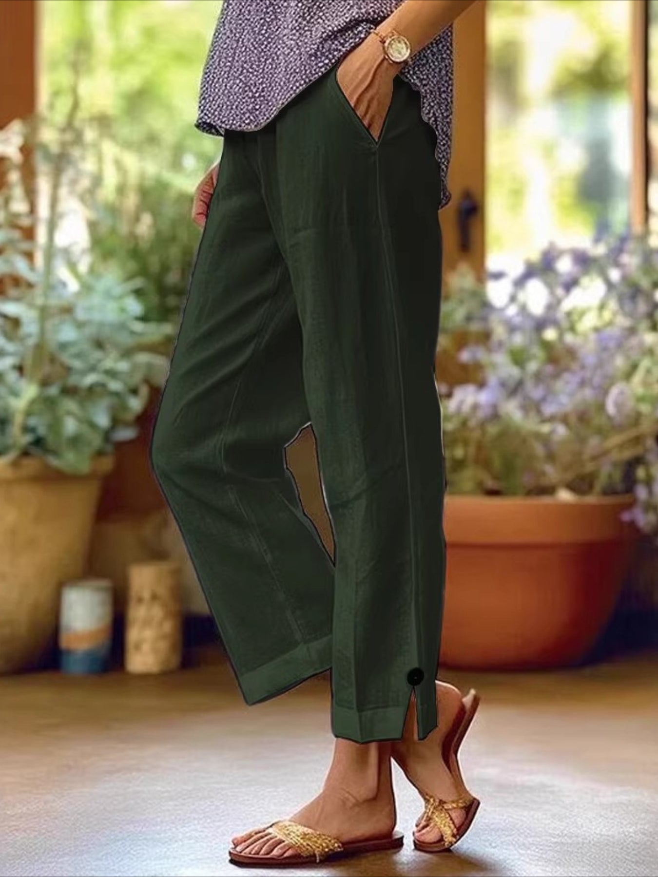 Elastic Waist H-Line Harem Pants Daily Going Out Pants
