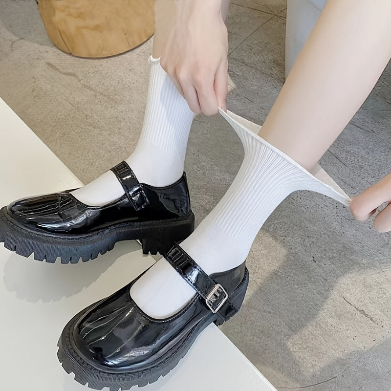 6/8 Pairs Lettuce Trim Socks, Comfy & Breathable Mid Tube Socks