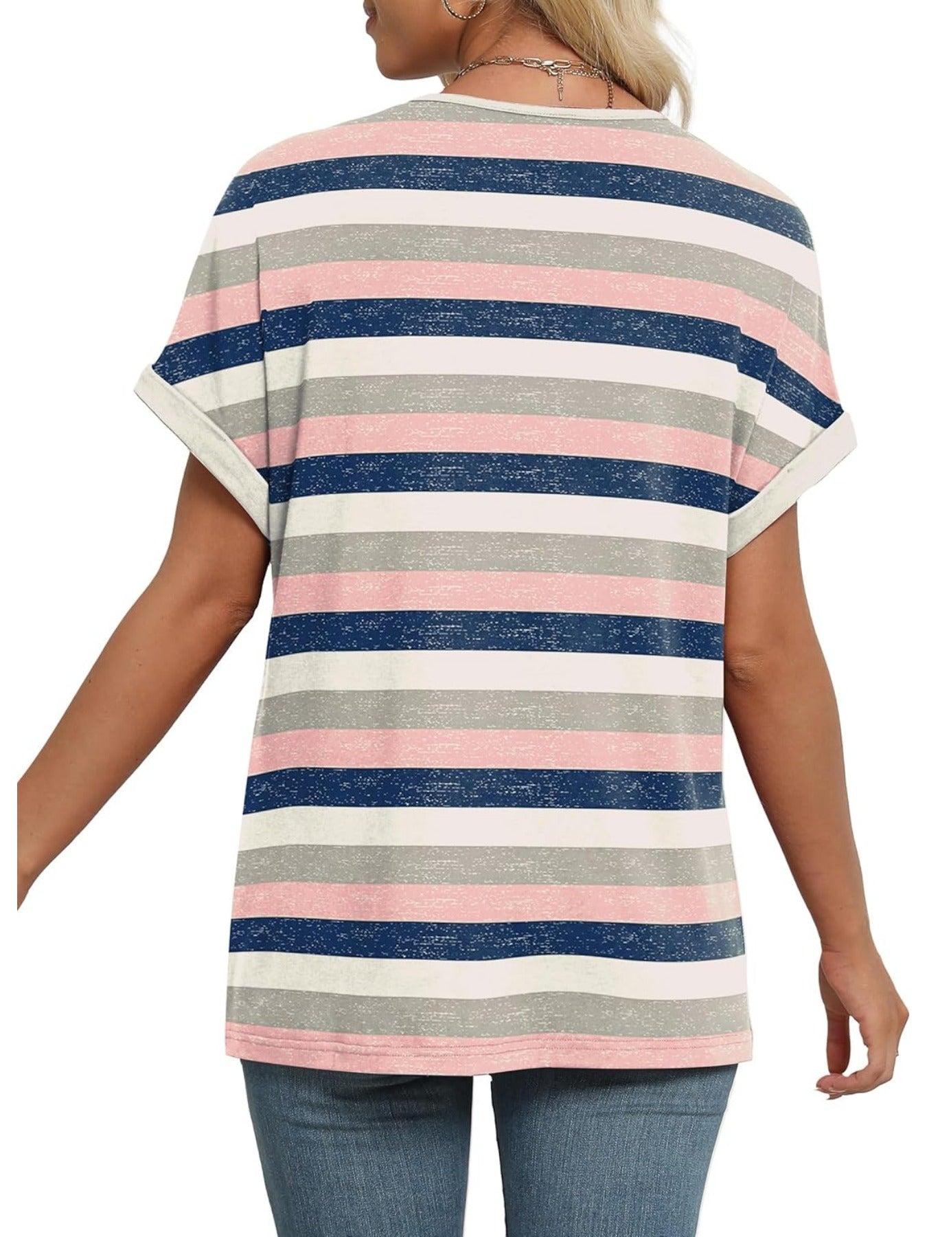 Solid Color V Neck Short Dolman Sleeve Shirts