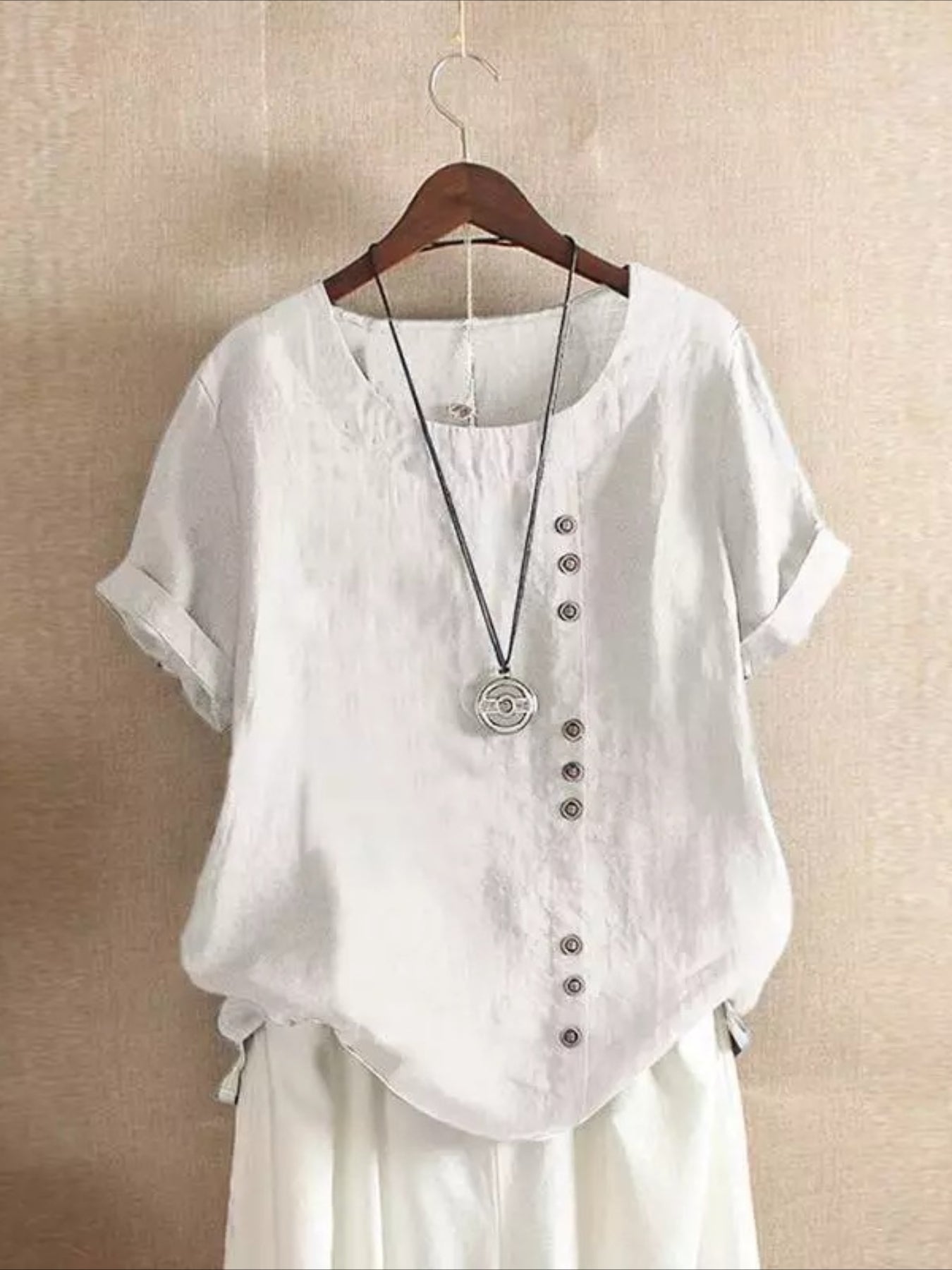 Relaxed Fit Short Sleeve Blouse with Floral Pattern