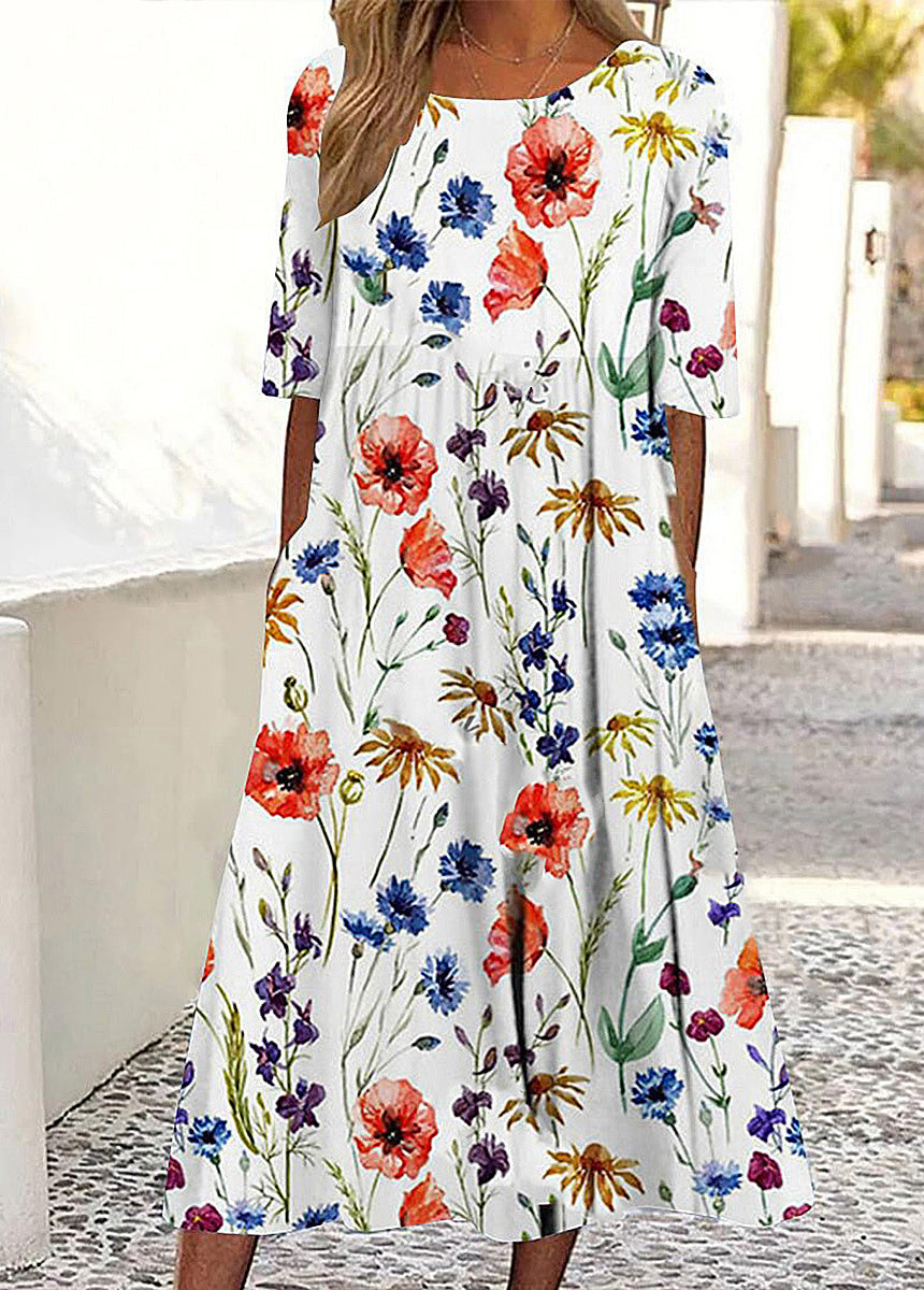 Crewneck Printed Pocket Dress