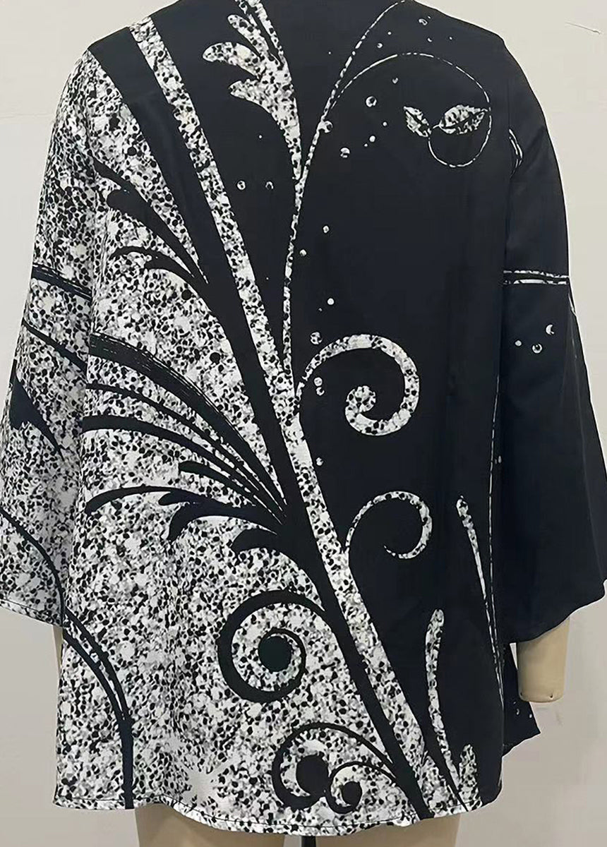 Geometric Print Long Sleeve Stitching Crewneck Shirt