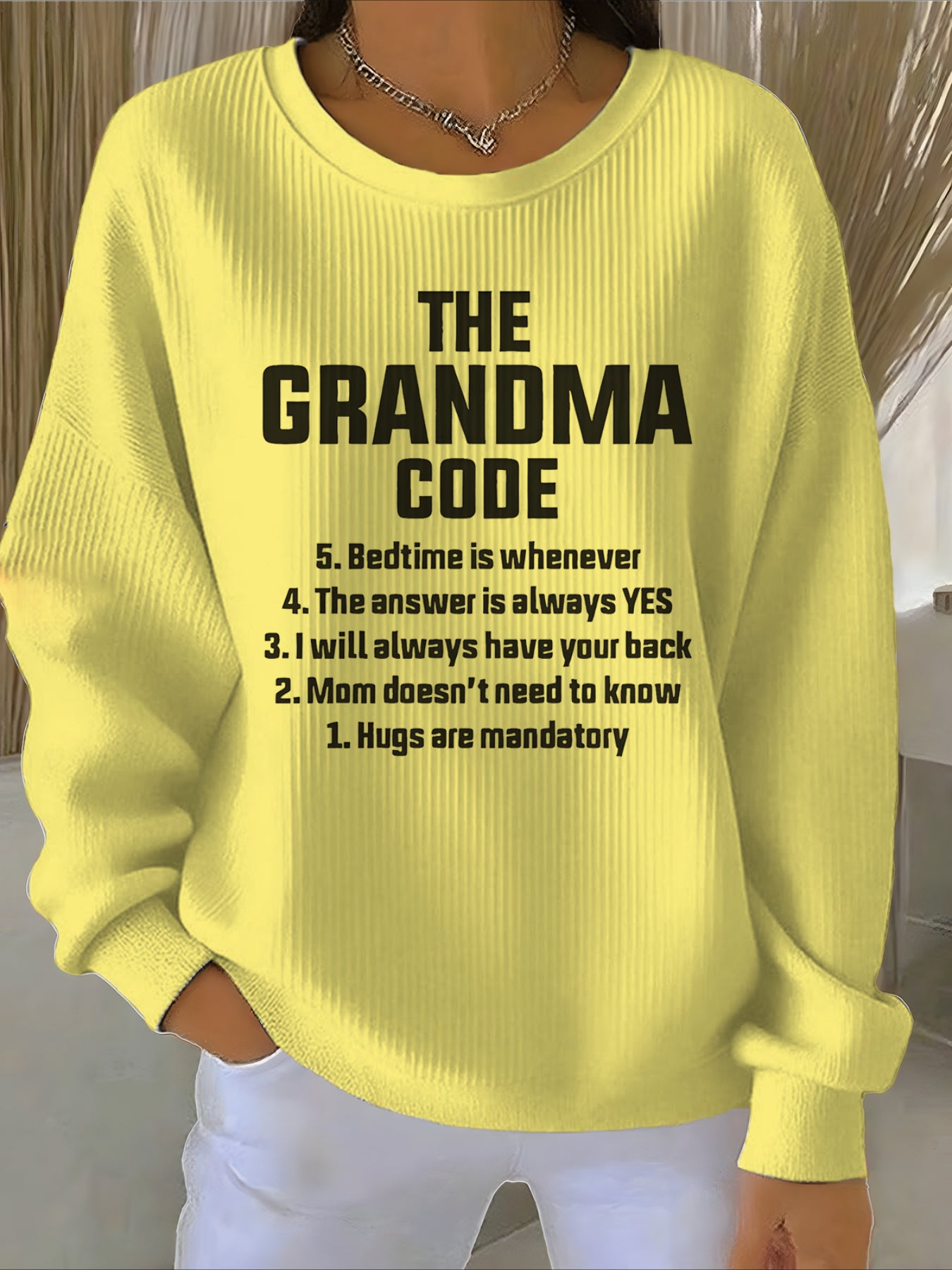 Text Printing Crew Neck Floral Long Sleeve Sweater Hoodie