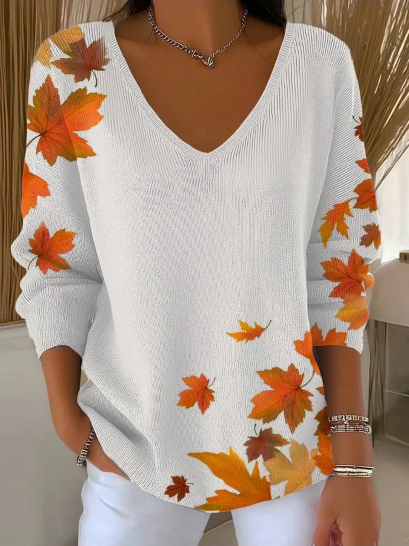 Halloween Women Floral Long Sleeve Comfy Casual Sweater Tee
