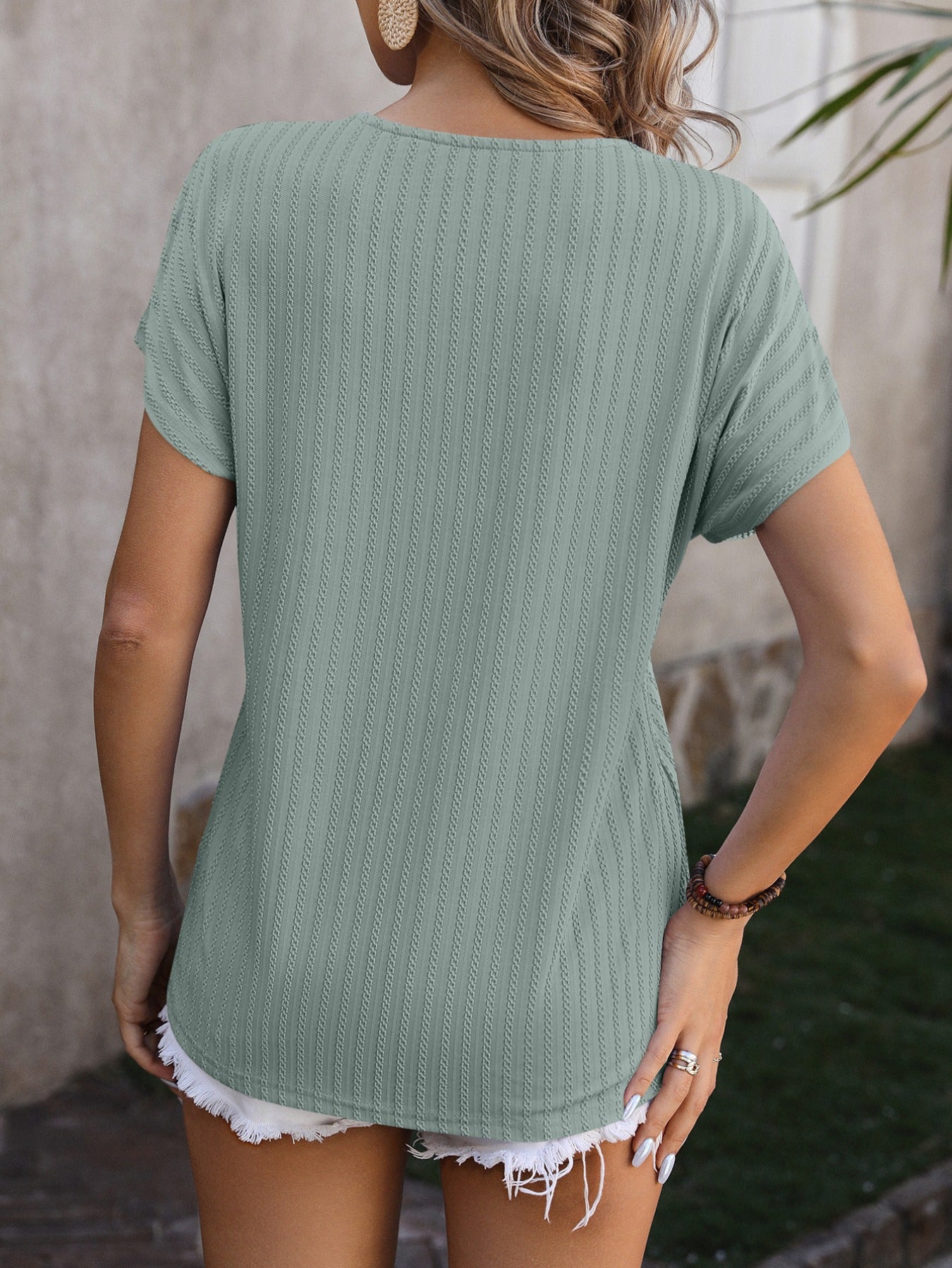 Casual V Neck Short Sleeve Loose T-Shirts