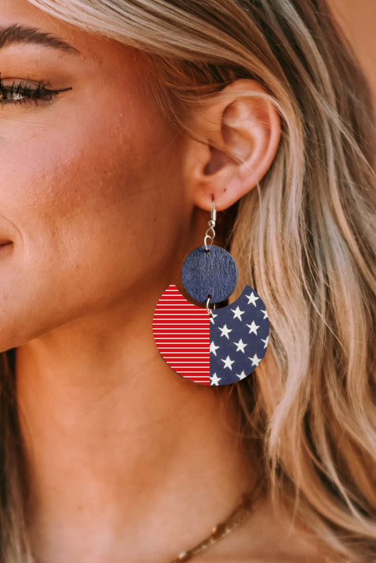 Multicolor Stars and Stripes Independent Day Dangle Earrings