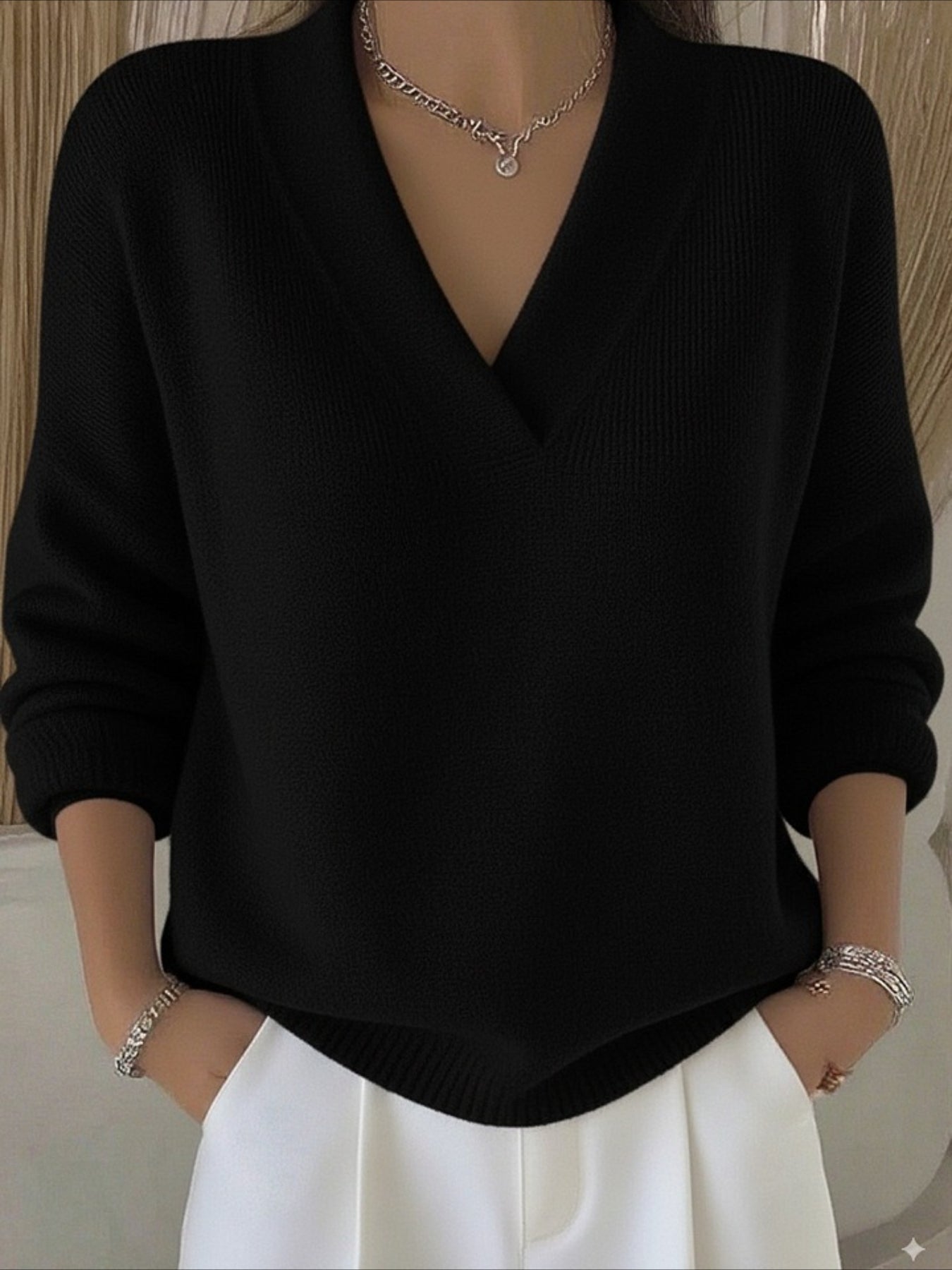 Casual Plain Split Joint Sweater