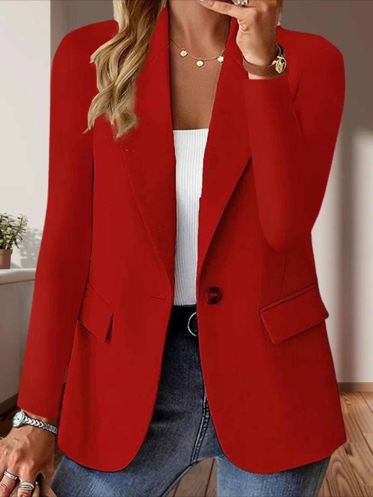 Vintage Split Joint Long Sleeve Regular Blazer