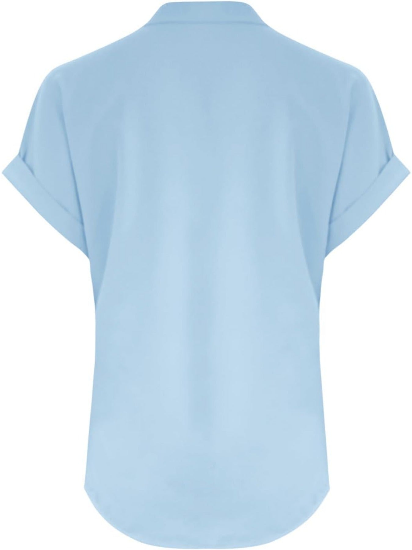 Solid Color V Neck Short Sleeve Button Down T Shirts