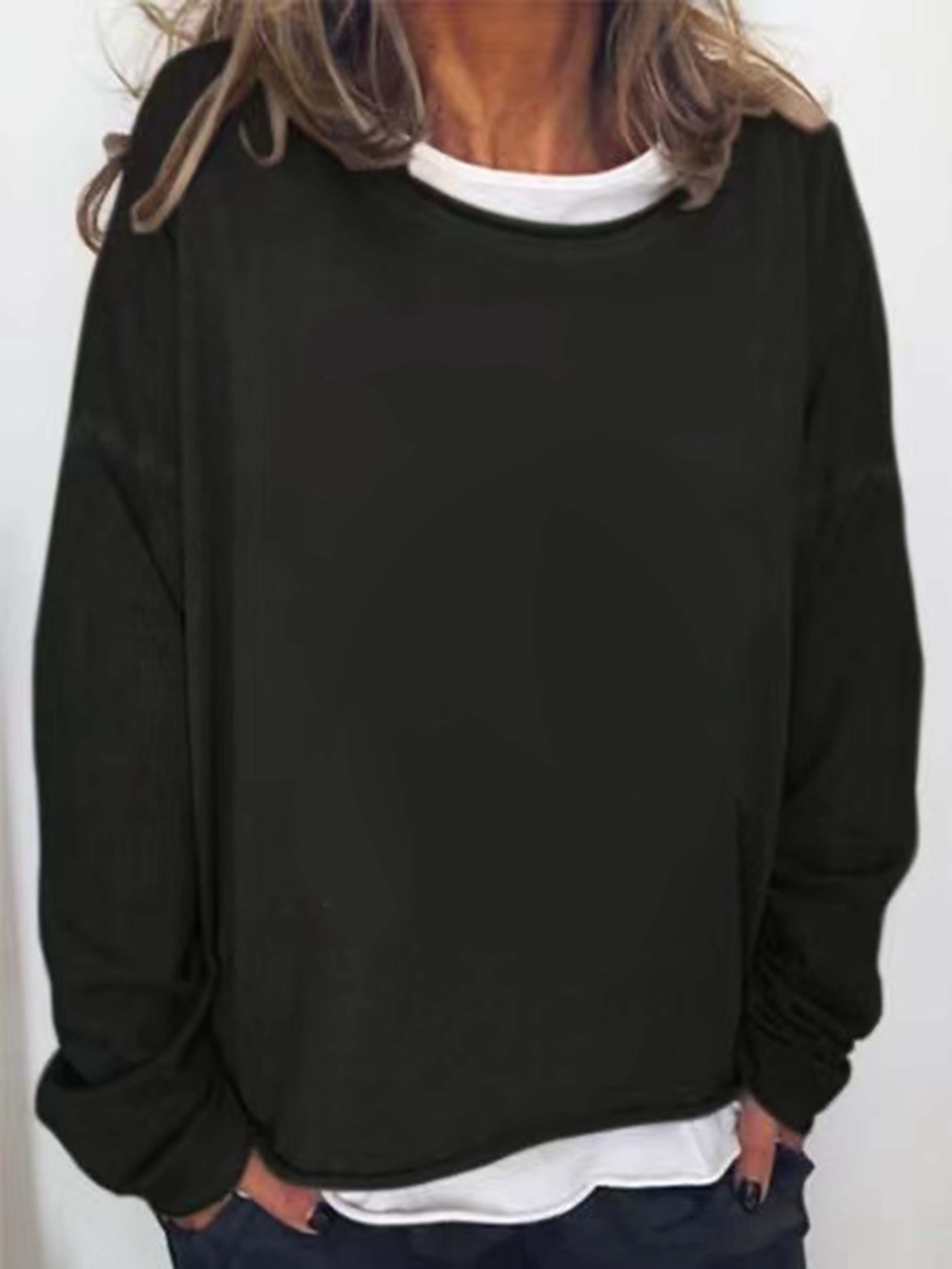 Solid Crew Neck Sweatshirt, Casual Long Sleeve Sweatshirt
