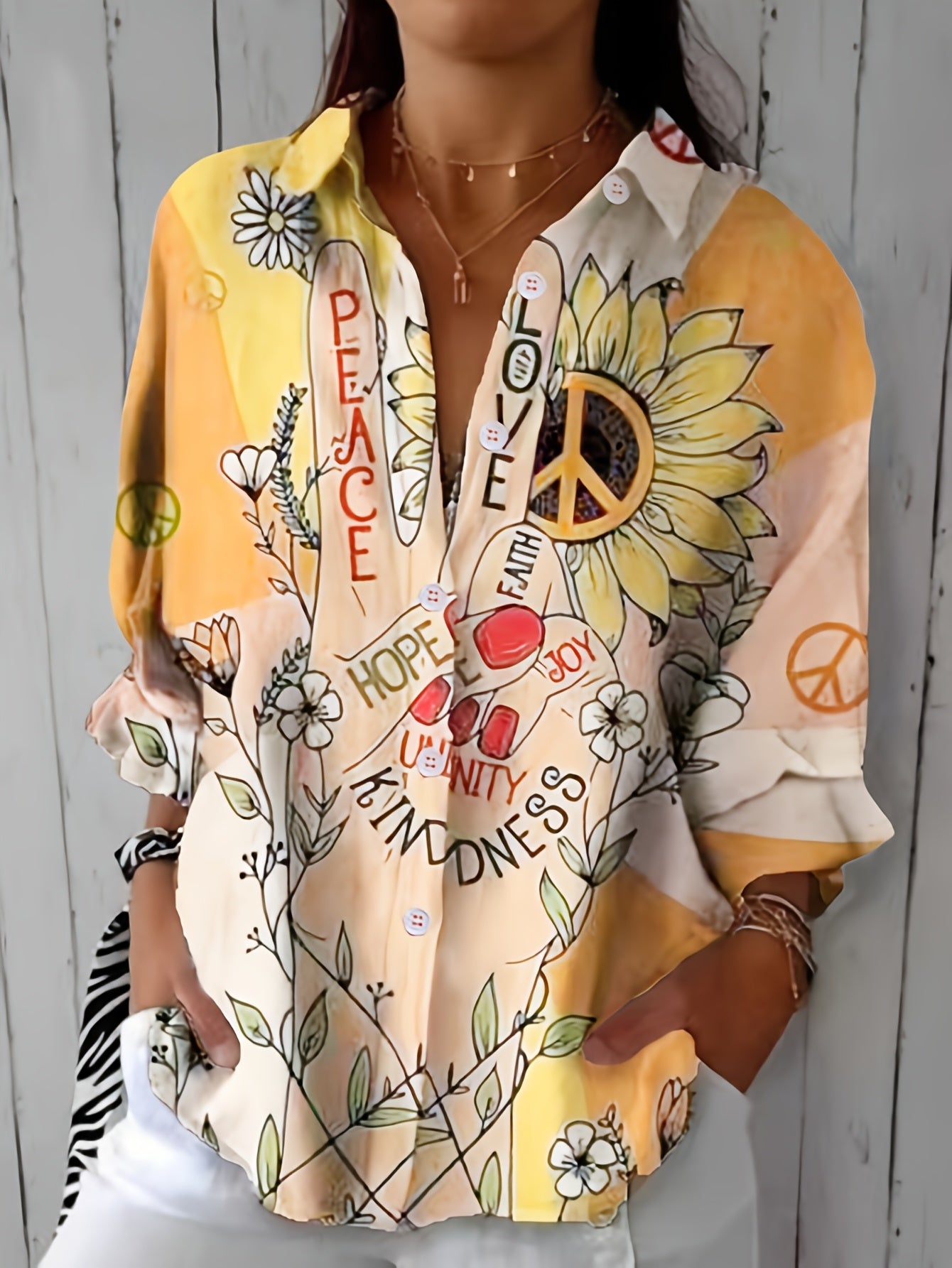 Vintage Long Sleeves Casual Lapel Collar Floral Print Button-Up Shirt