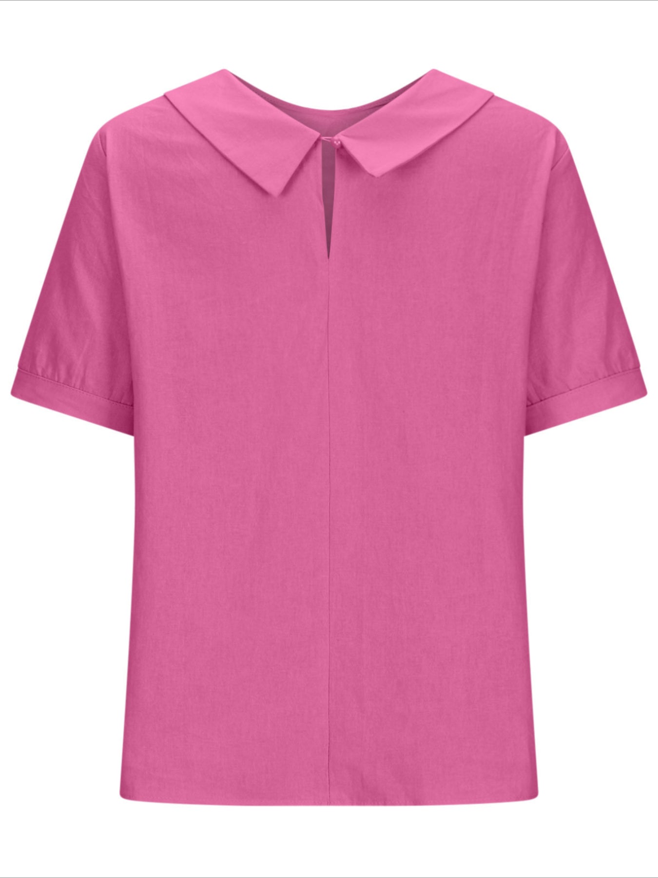 Solid Color Loose Lapel Short Sleeve Cotton Top