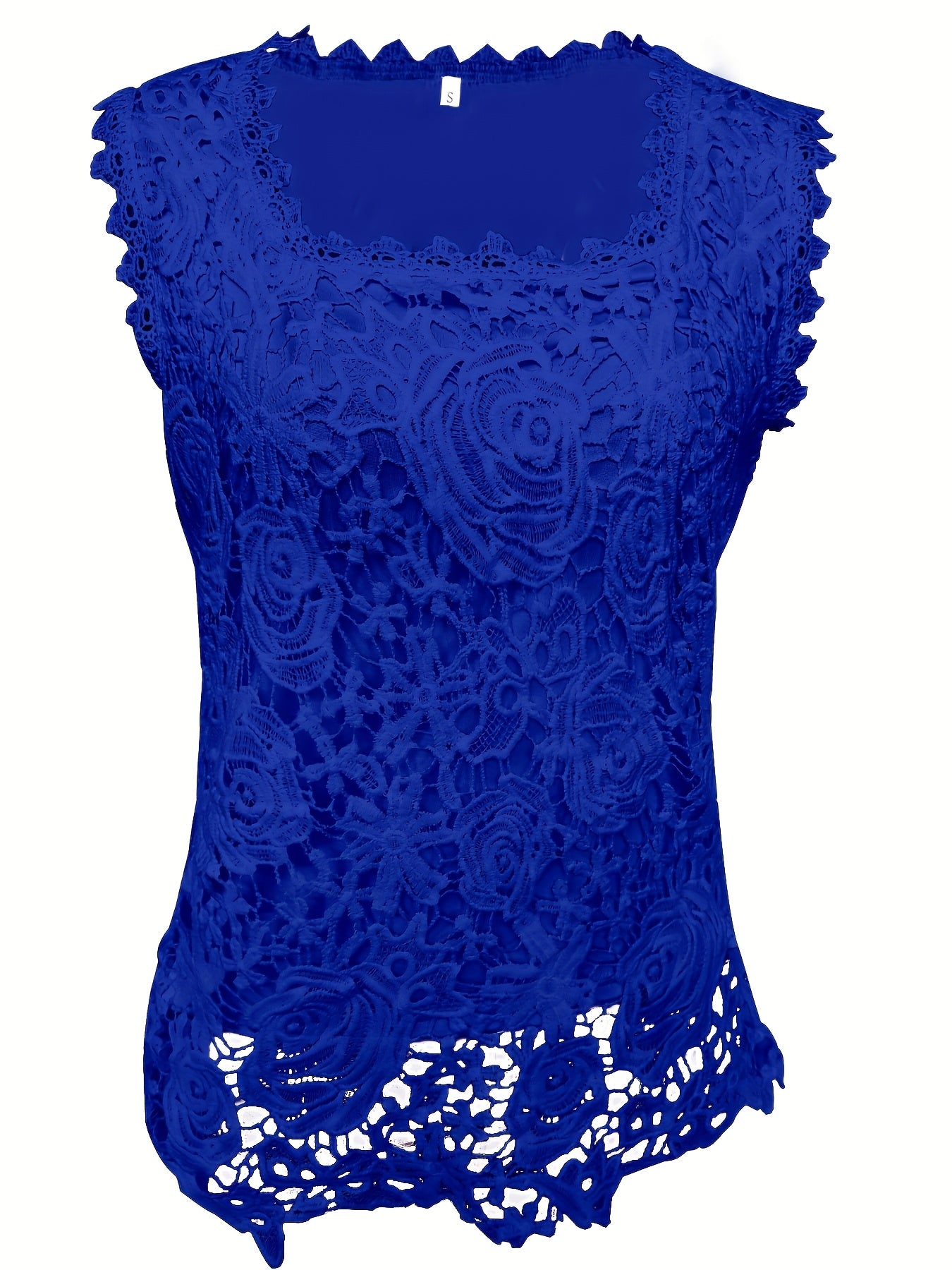 Sleeveless Lace Floral Square Neck Tank Top