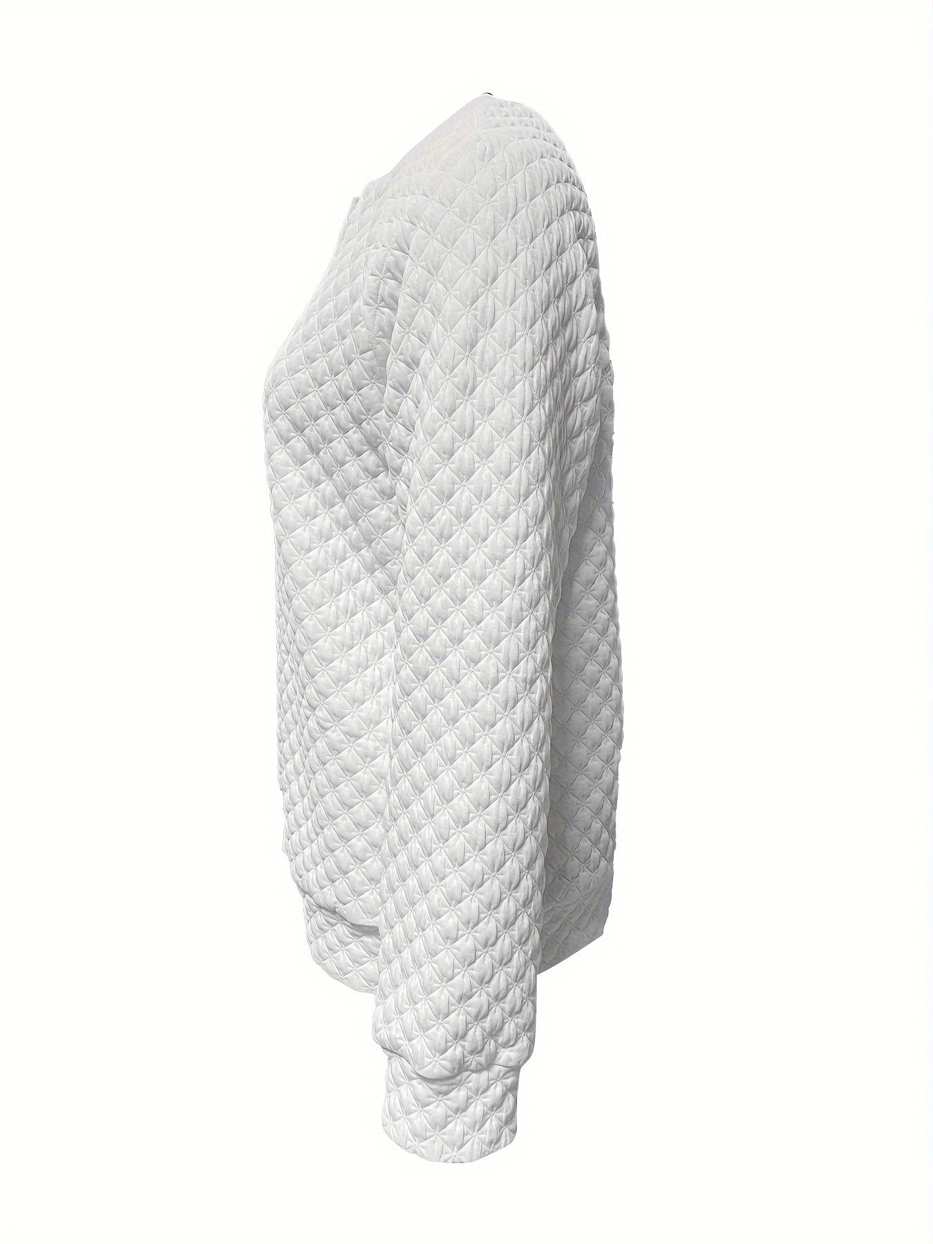 Cozy Textured Pullover Soft Long Sleeve Notch Neck Casual Sweatshirt