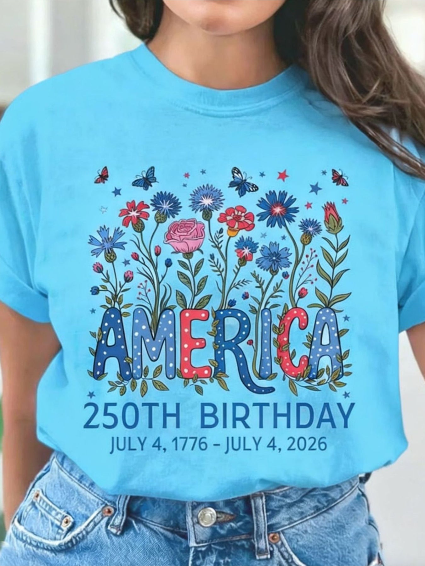 Vintage Floral Crew Neck Short Sleeve T-shirt