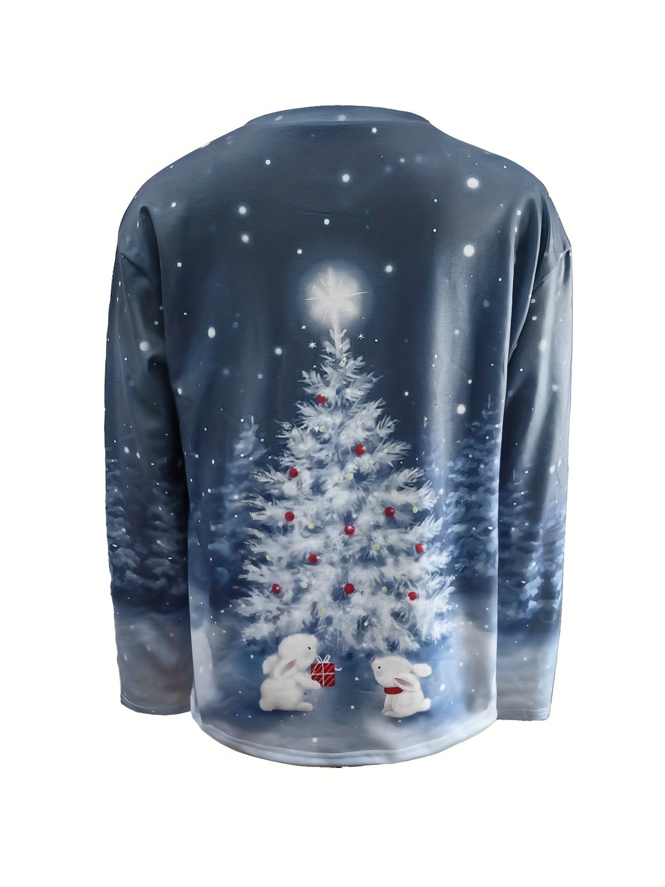 Christmas Tree Print Sweatshirt, Casual Long Sleeve Crew Neck Sweatshirt